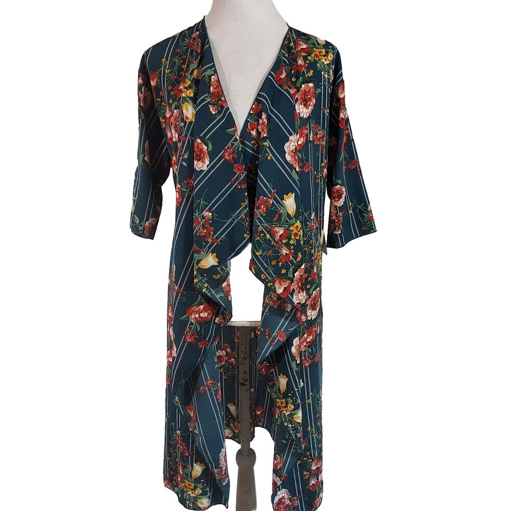 Lularoe Shirley Kimono Open Cardigan Beach Cover Up Size Small Flowy Floral NWT